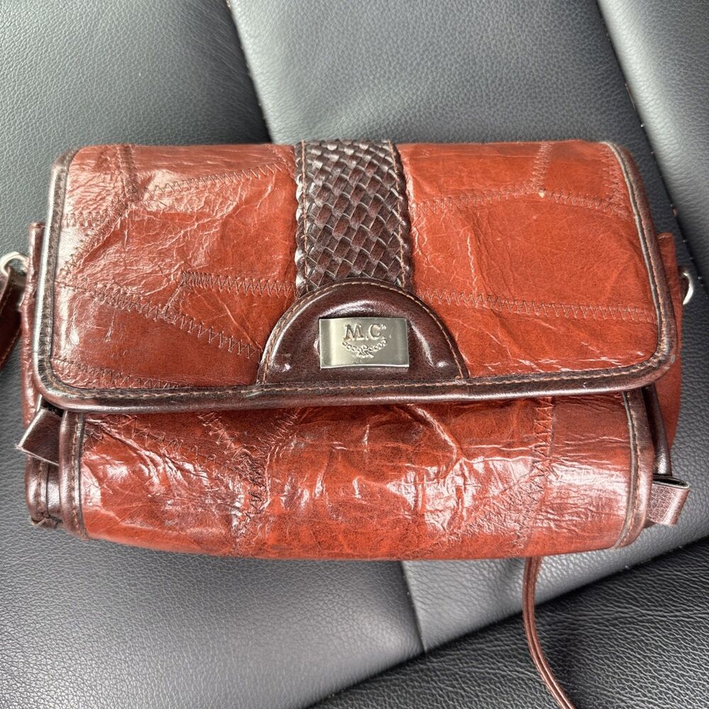 Marc Chantal MC Vintage Brown Croc Crossbody Handbag Purse